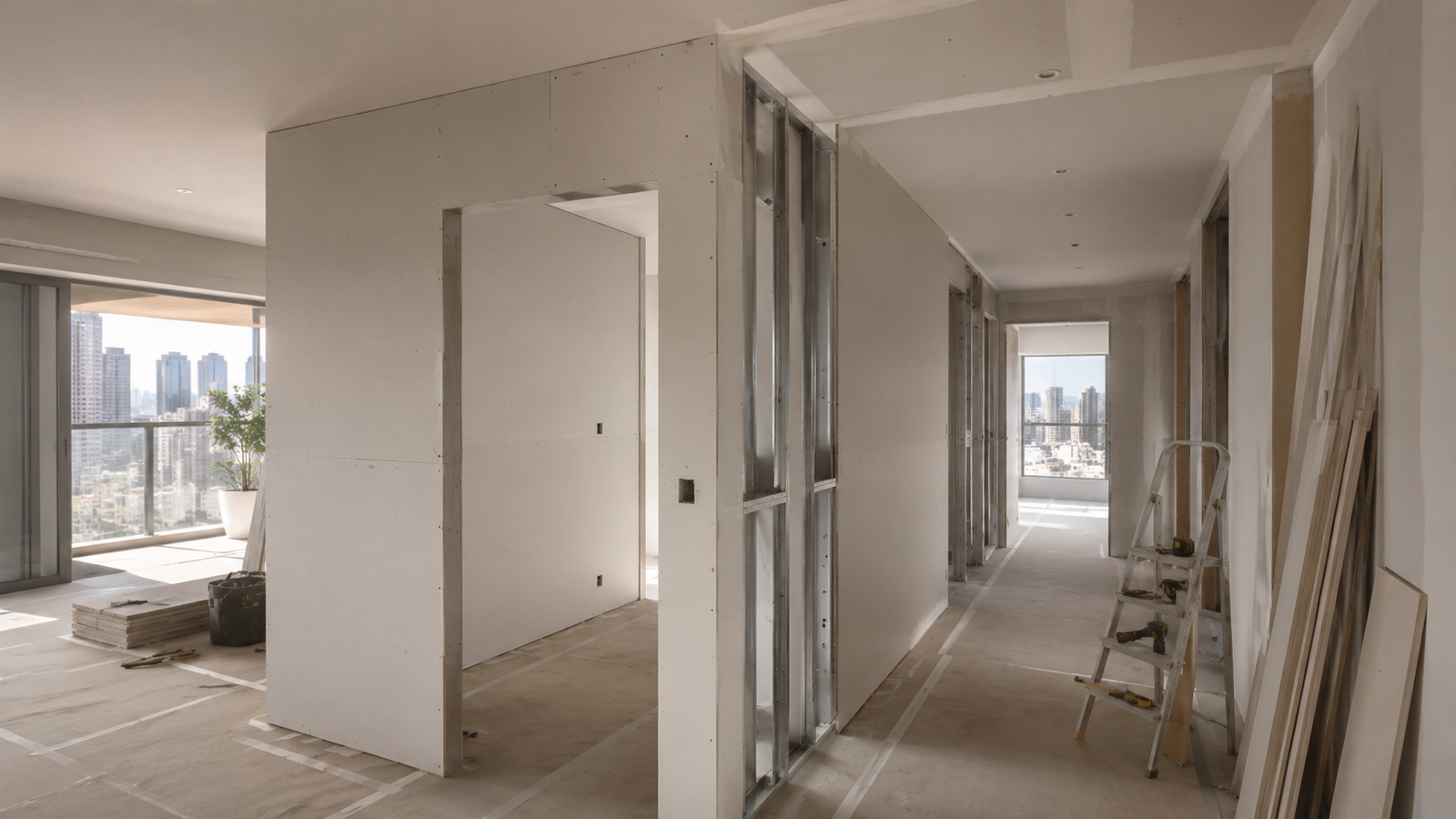 Imagem ilustrativa de instalação de drywall residencial