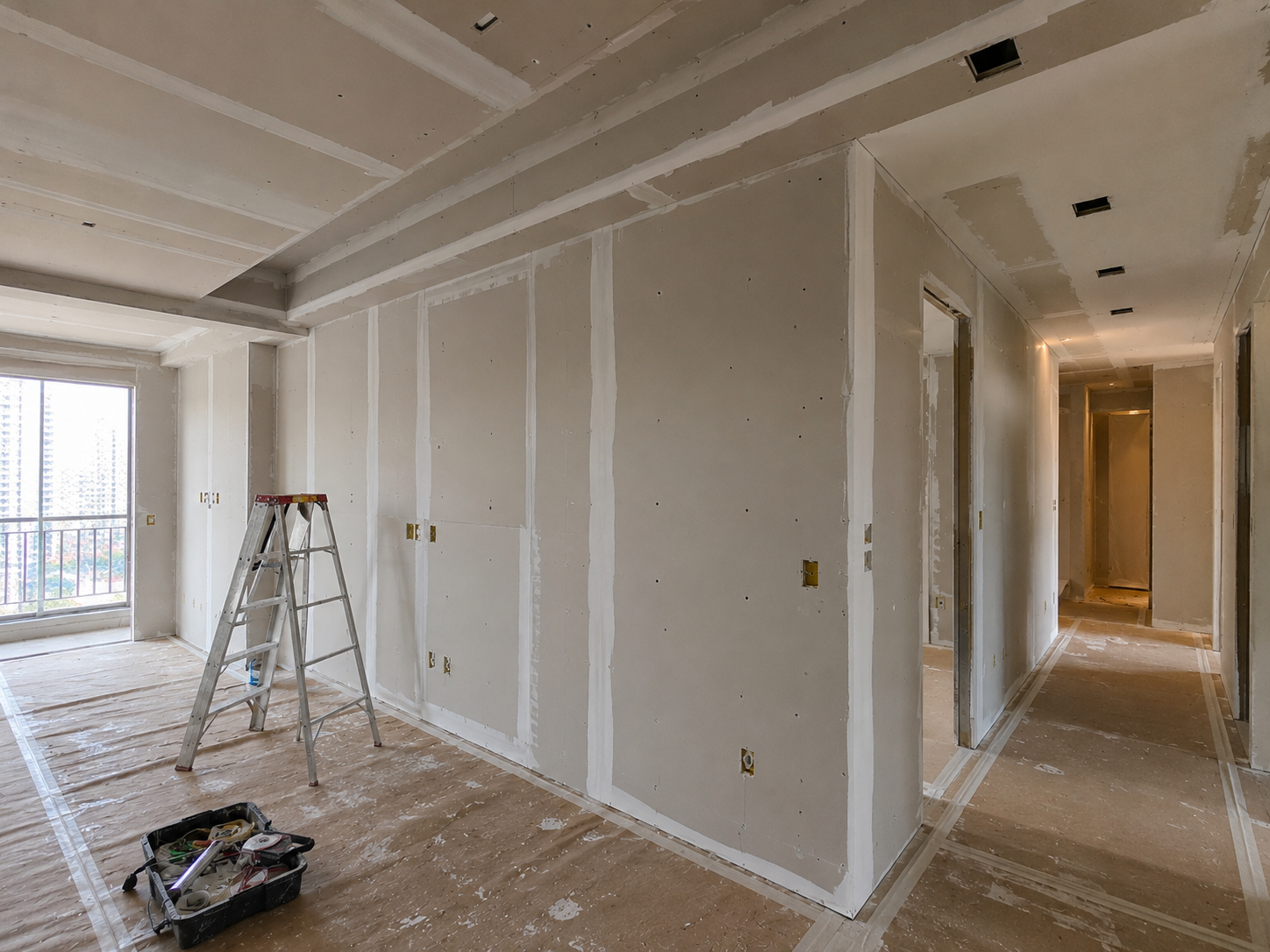 Detalhe de tratamento de junta em drywall